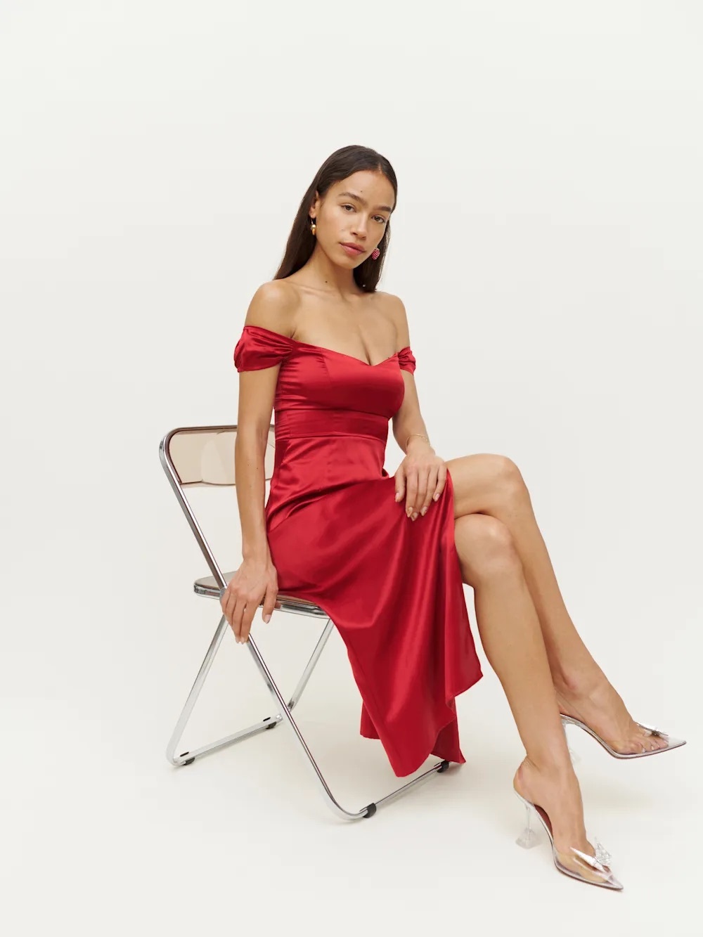 Reformation Genesis Silk Dress Red Sz8